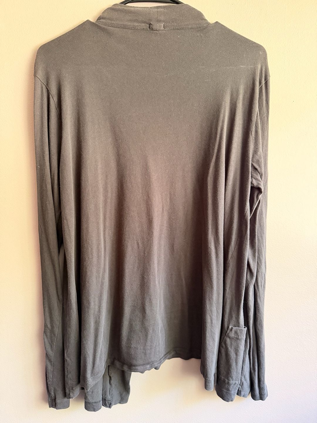 J.Crew Open Front Cardigan Size L Gray Cotton Pockets 6