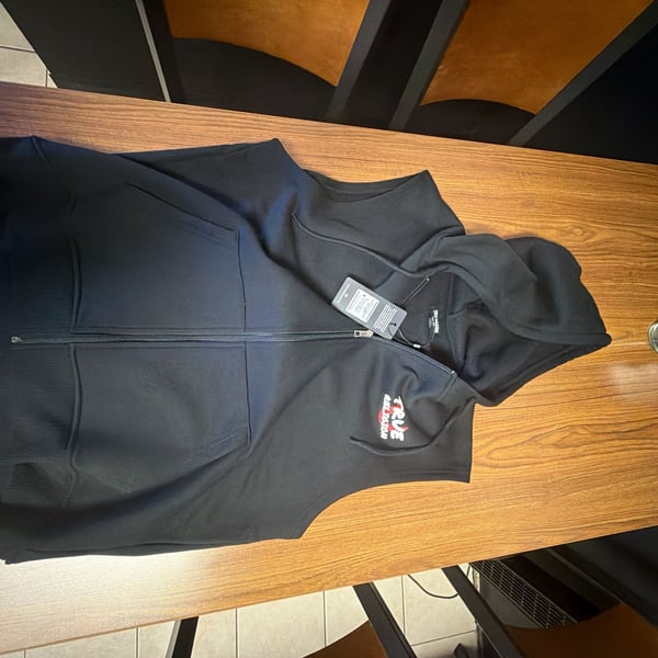True Religion Newspaper Muscle Zip Hoodie Size L Black