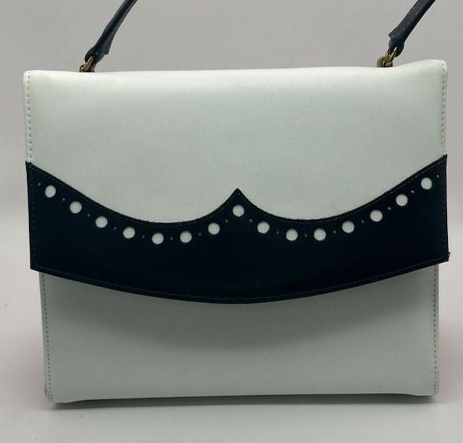 Miss America By Smartaire Vintage Wing Tip Spectator Handbag Purse 3