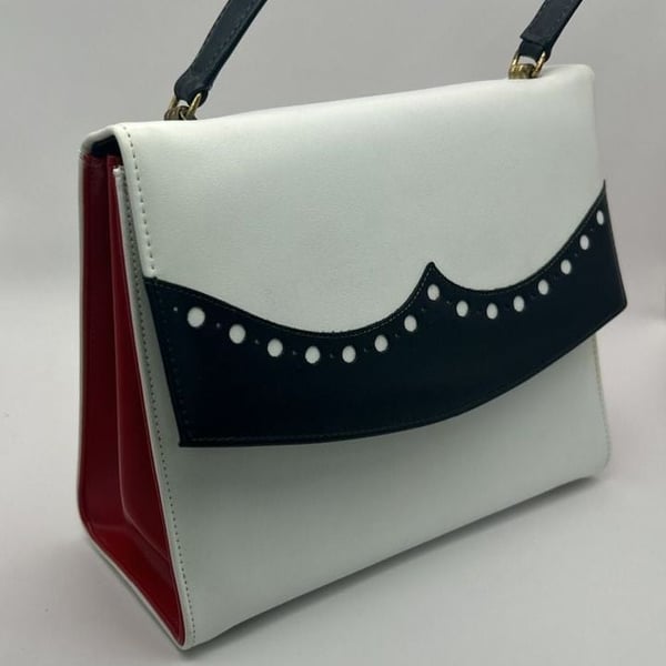 Miss America By Smartaire Vintage Wing Tip Spectator Handbag Purse