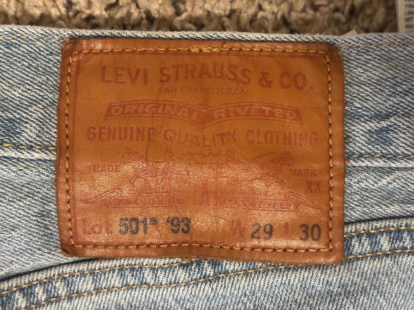 Levi's 501 '93 Jeans W29 L30 Light Wash Straight Leg Premium Denim 2