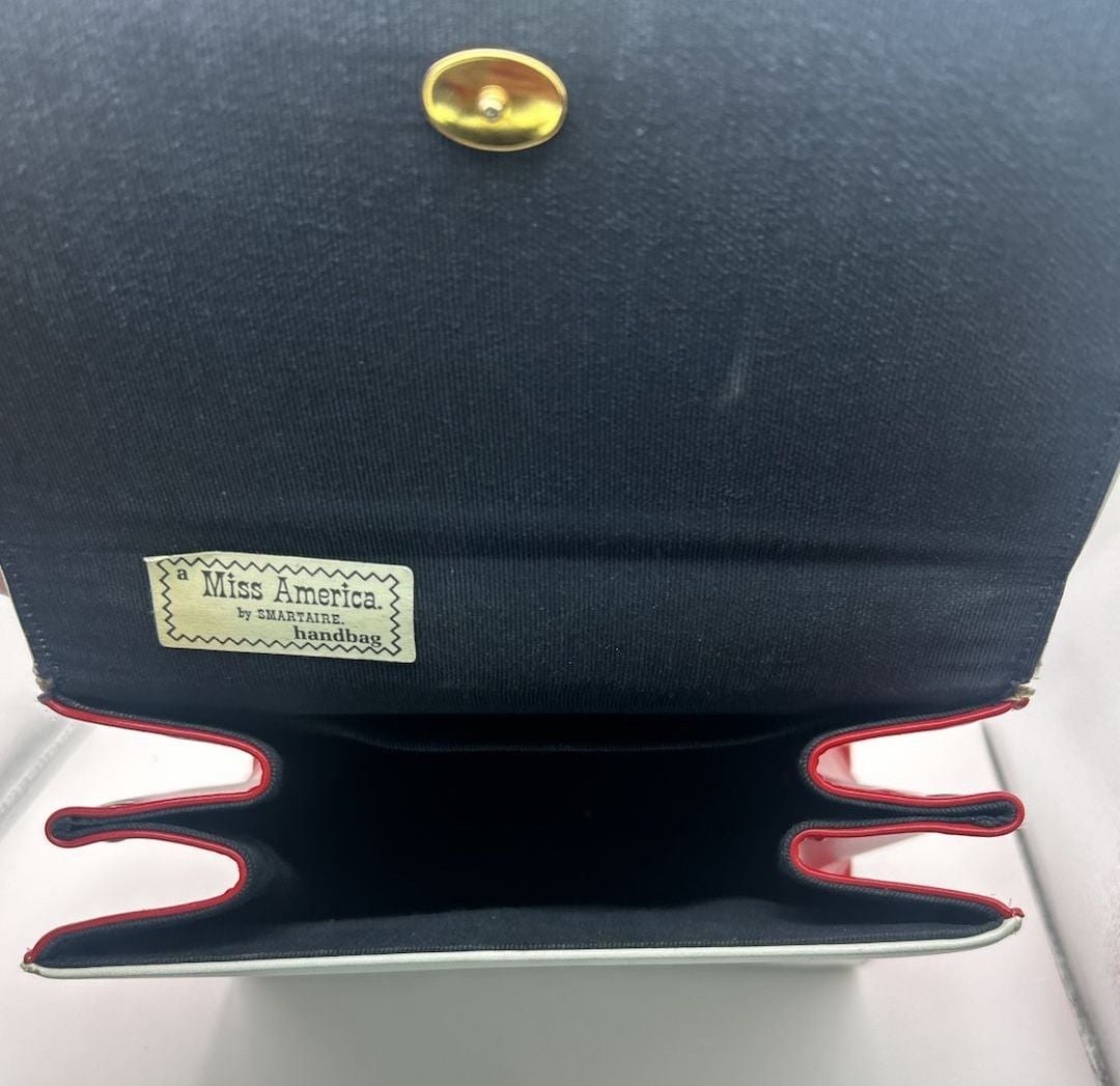 Miss America By Smartaire Vintage Wing Tip Spectator Handbag Purse 5