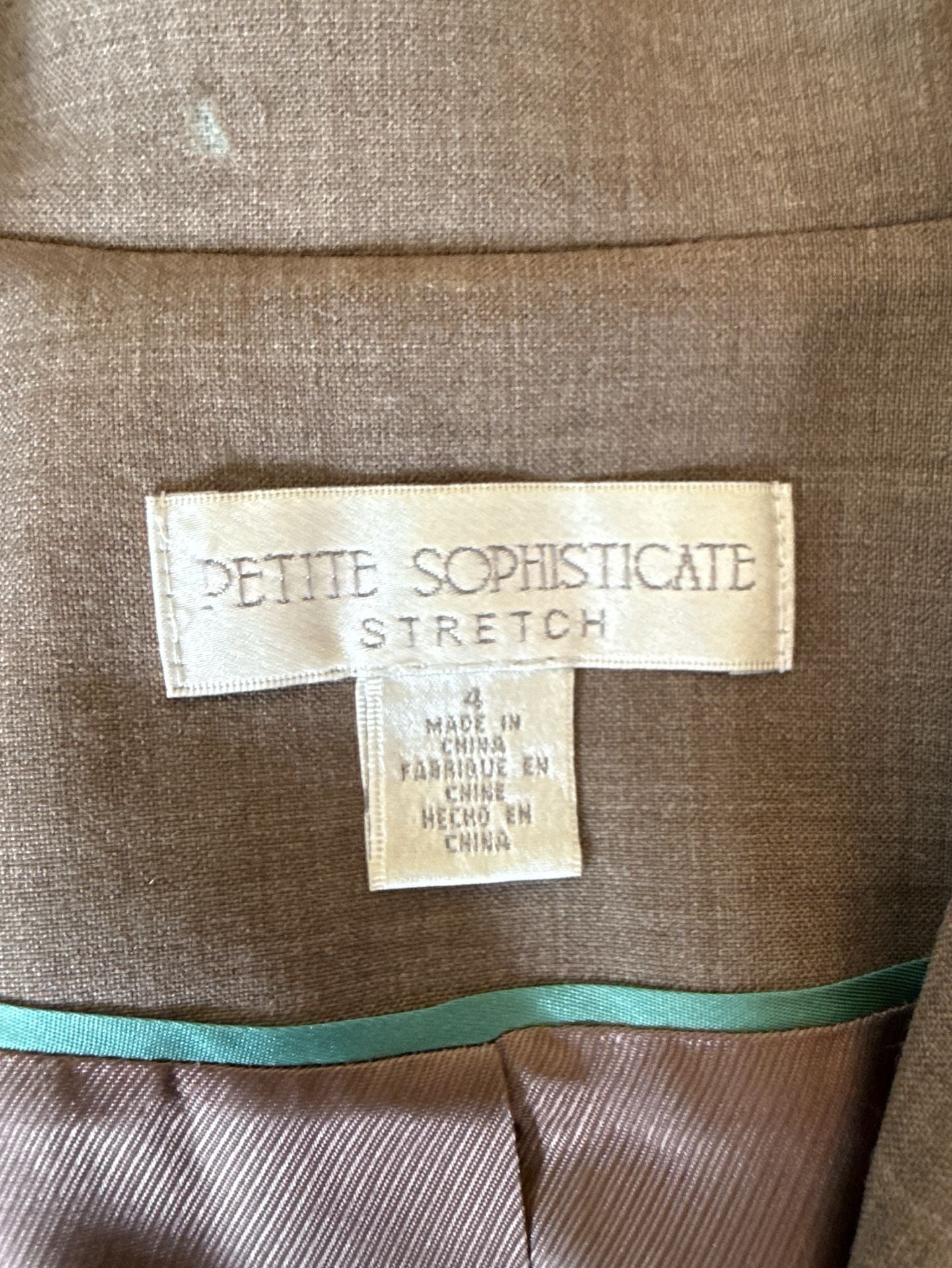 Petite Sophisticate Taupe Wool Blend Suit Jacket Blazer Women’s 4 Office Career
7