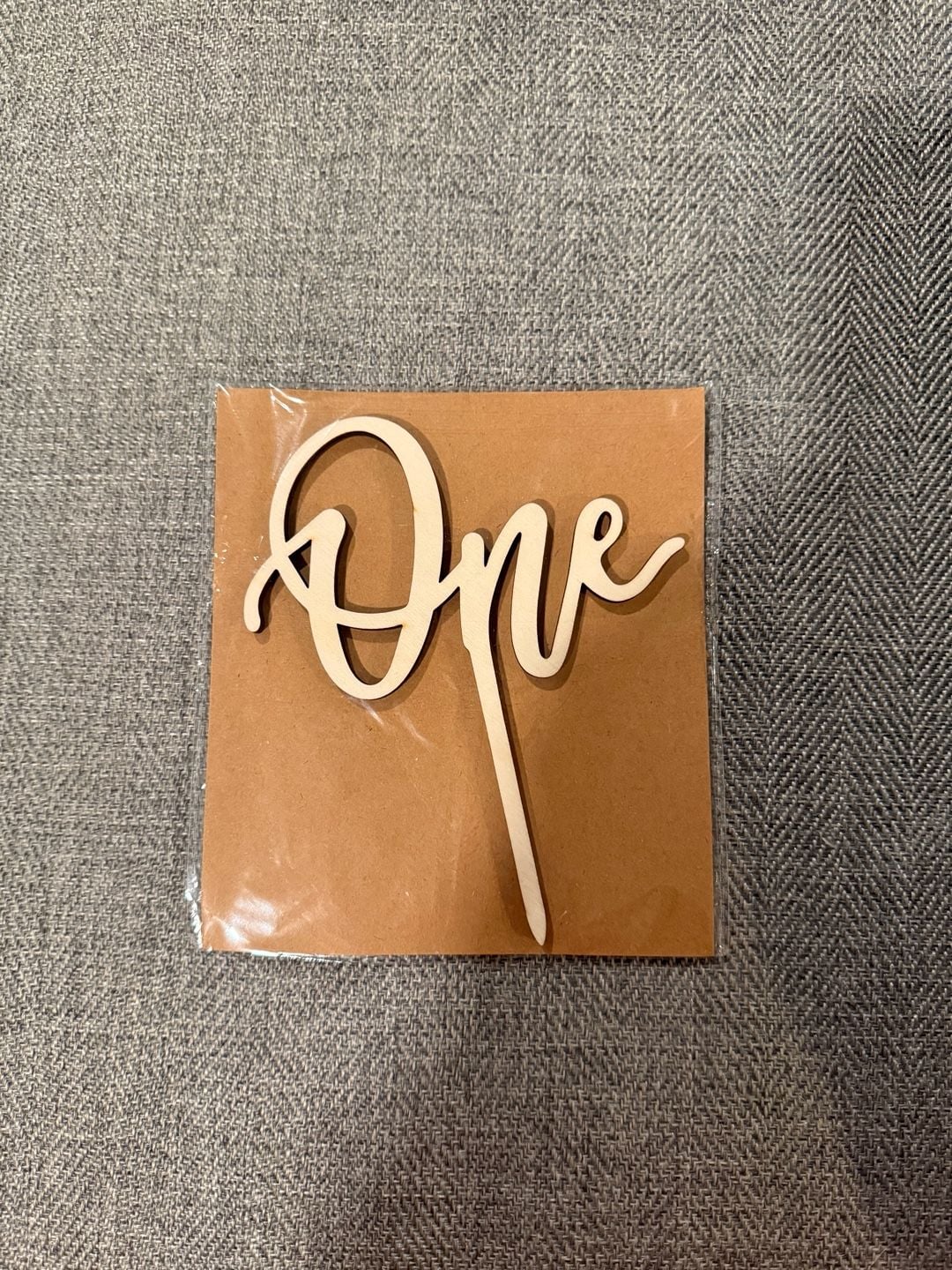 Unbranded Wooden One Script Cake Topper First Birthday Decoration 1