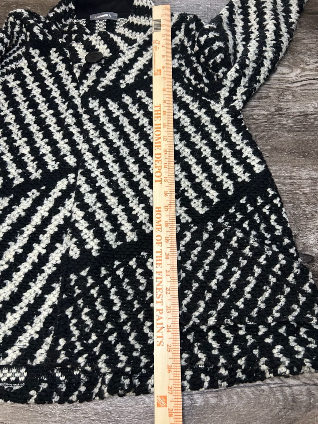 Alembika Cardigan Size 1 Black White Textured Knit Wool Blend 7