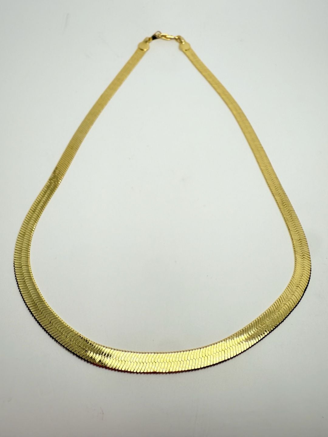Gold Tone Herringbone Chain Necklace 18 Inches 2