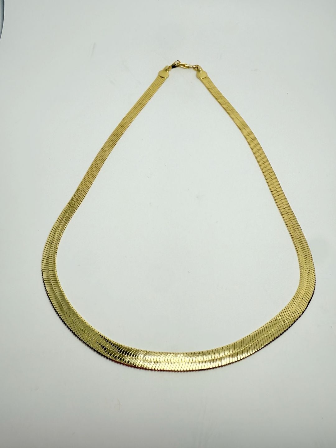 Gold Tone Herringbone Chain Necklace 18 Inches 3