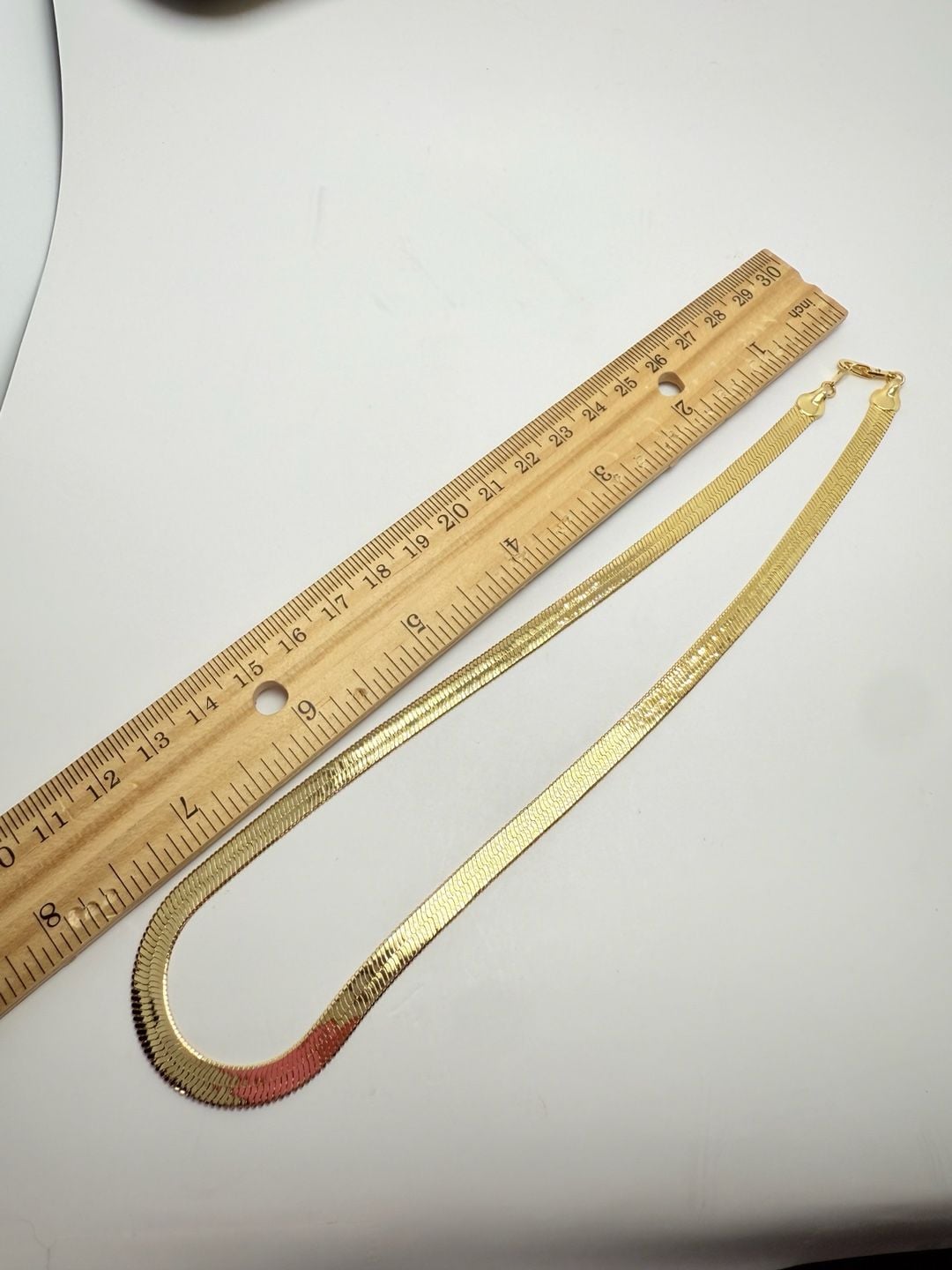 Gold Tone Herringbone Chain Necklace 18 Inches 5