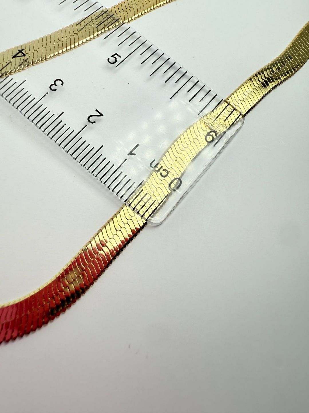 Gold Tone Herringbone Chain Necklace 18 Inches 6
