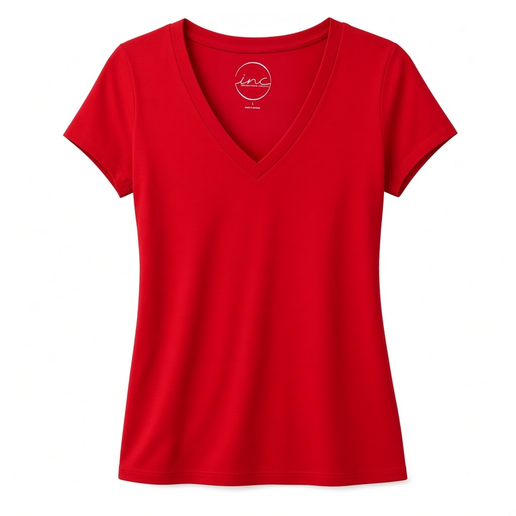 inc International Concepts V-Neck Short Sleeve Tee Size L Red 2