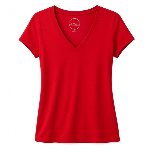 inc International Concepts V-Neck Short Sleeve Tee Size L Red