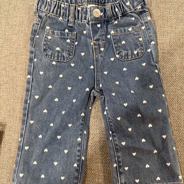 Cream/floral Flared Leg Jeans for kids