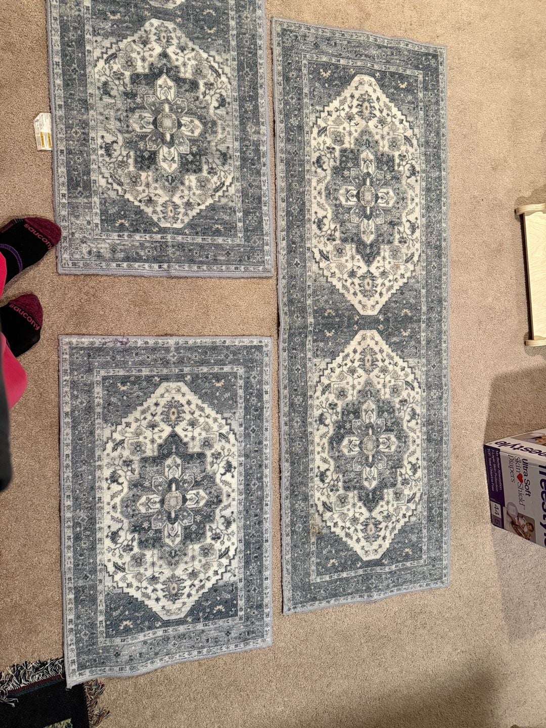 Nourison Cyrus Vintage Bohemian Blue Area Rug Set of 3 3