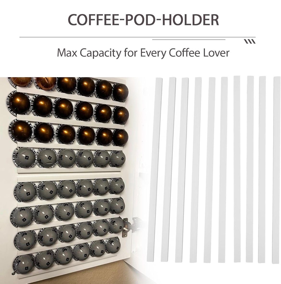 Heran Coffee Pod Holder 10-Piece White Wall Mount 5