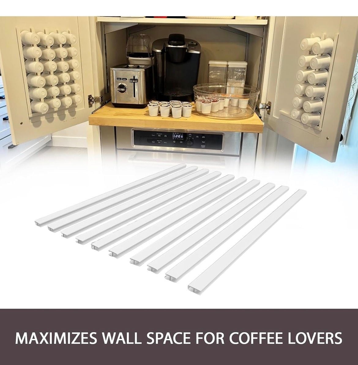 Heran Coffee Pod Holder 10-Piece White Wall Mount 7