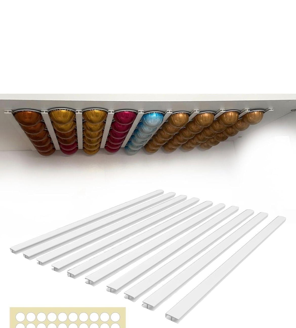 Heran Coffee Pod Holder 10-Piece White Wall Mount 3