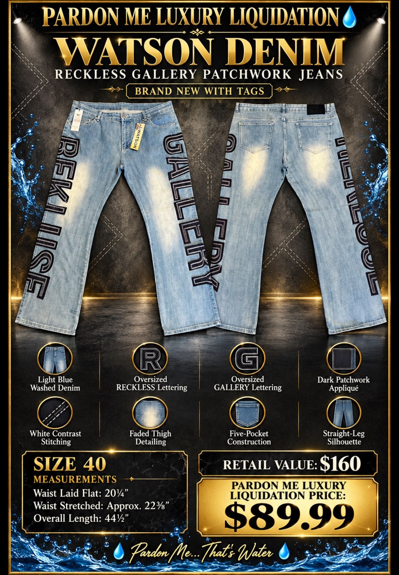 Watson Denim Reckless Gallery Patchwork Light Wash Jeans 2