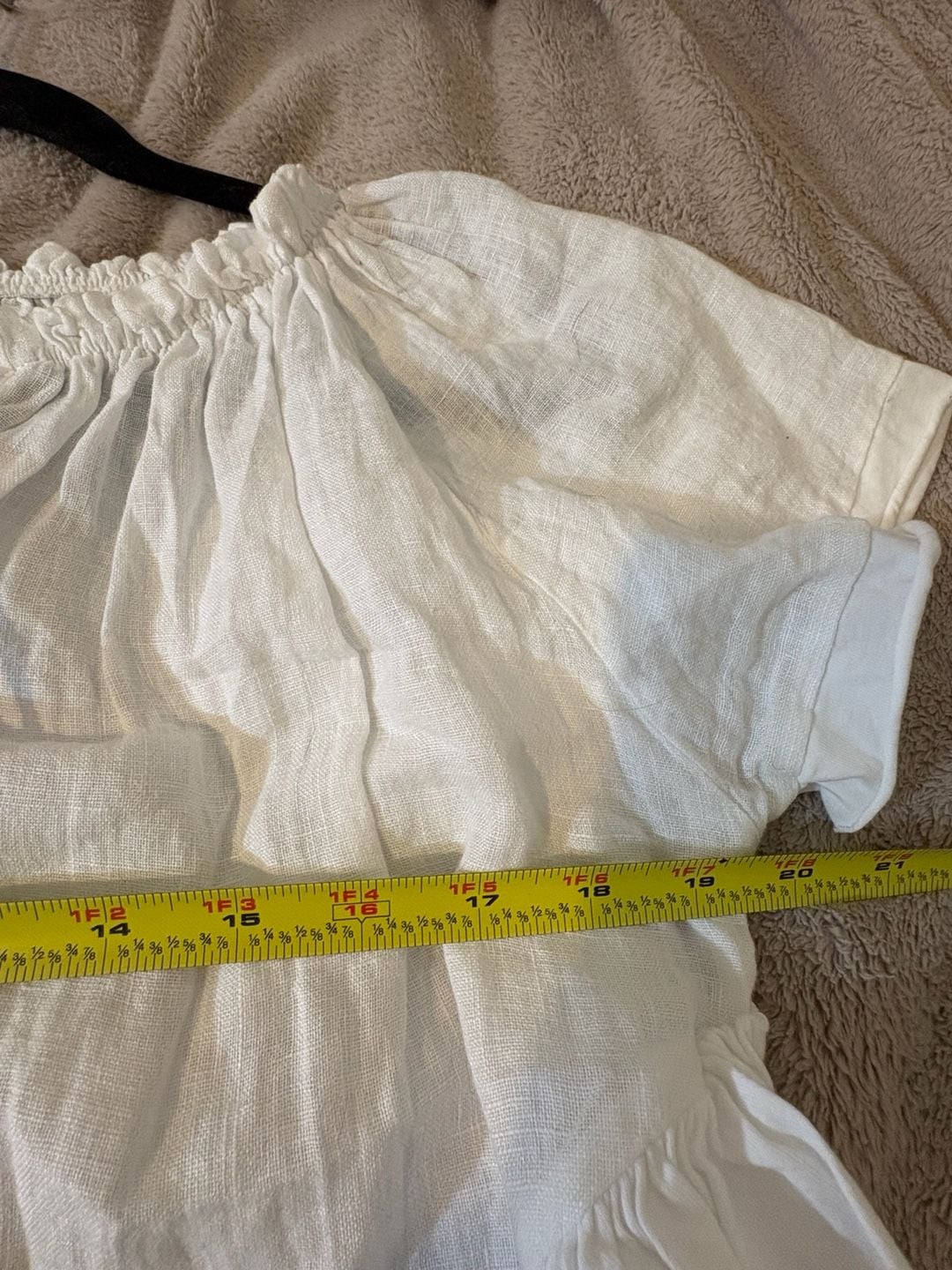 Tempo Paris Blouse Style 1372A Size S/M White 100% Linen Ruffle 6