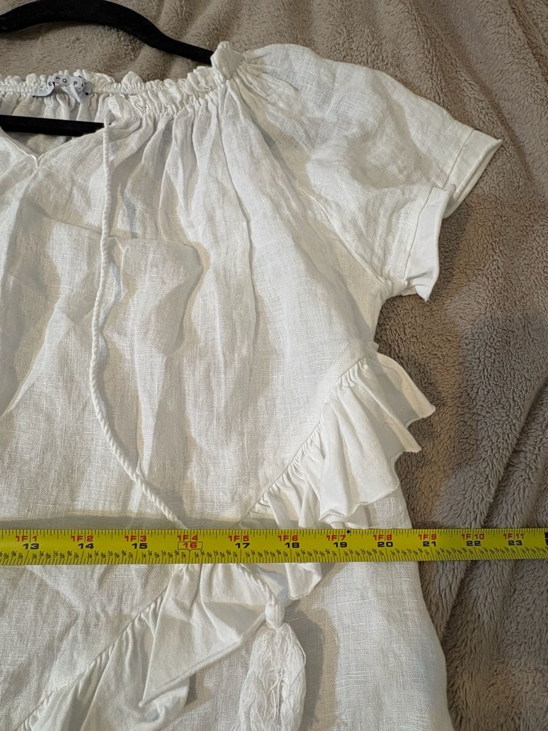 Tempo Paris Blouse Style 1372A Size S/M White 100% Linen Ruffle 7