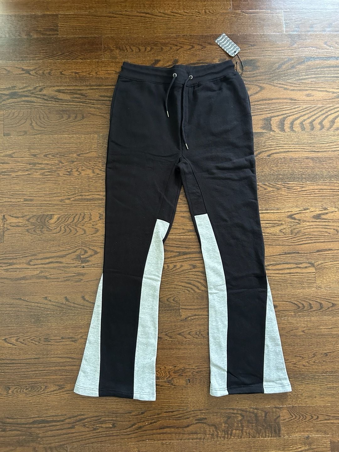 Hustle N Stack Colorblocked Flare Sweatpants Black Gray NWT 3