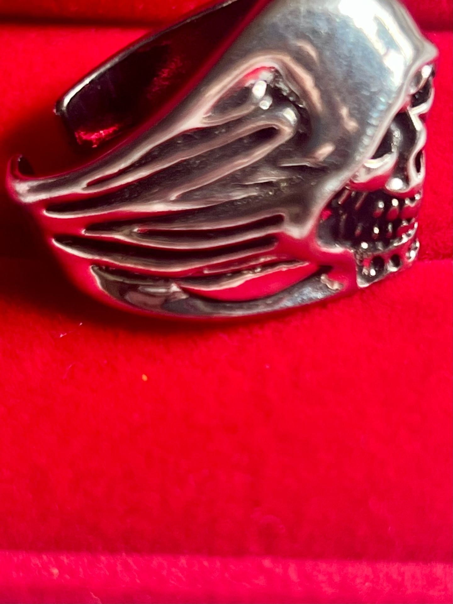 Gothic Hooded Skull Ring Stainless Steel Biker Statement Open Ring S 13 6