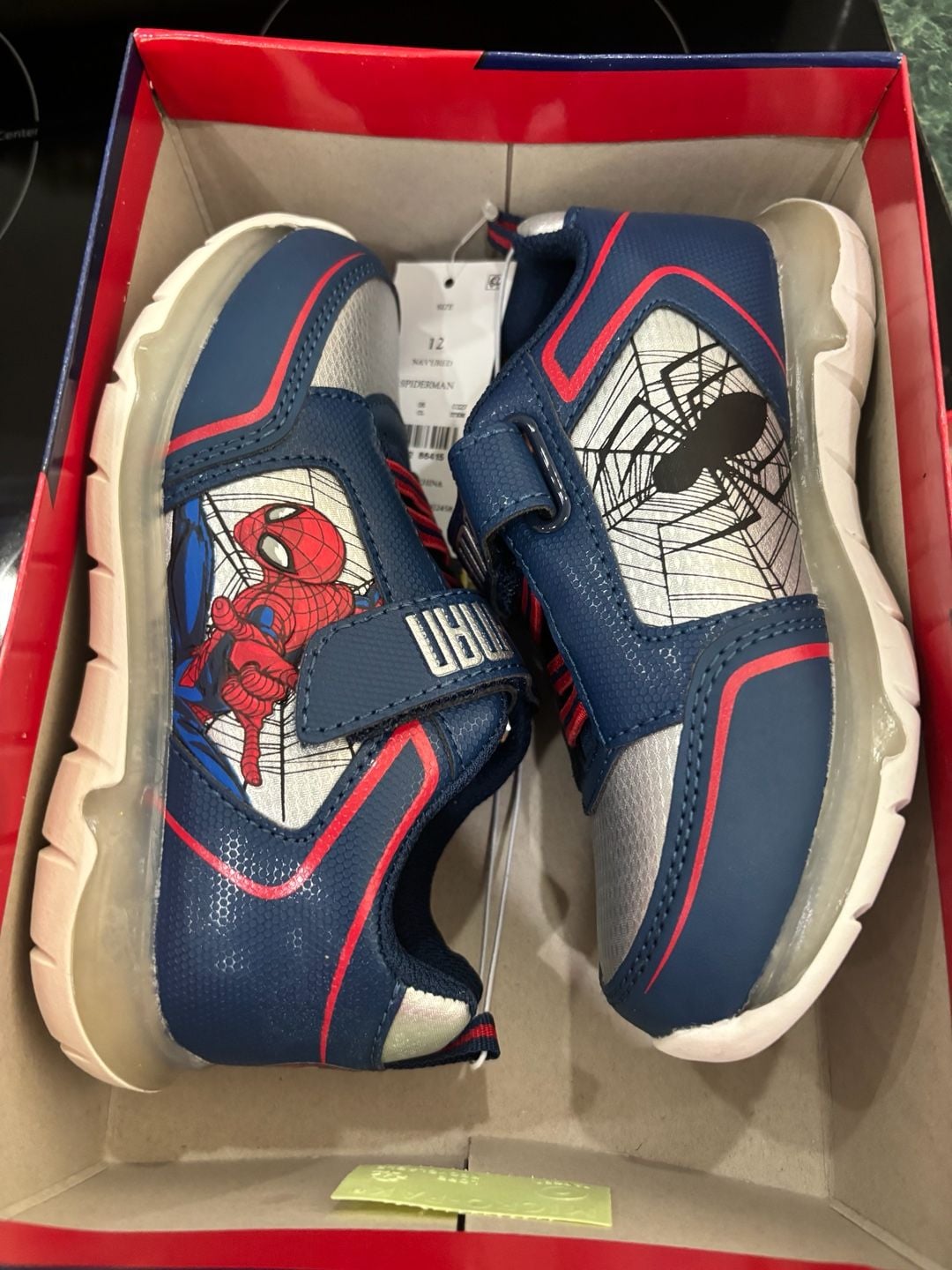 Marvel Spiderman Light-Up Sneakers Size 12 Navy Red 1