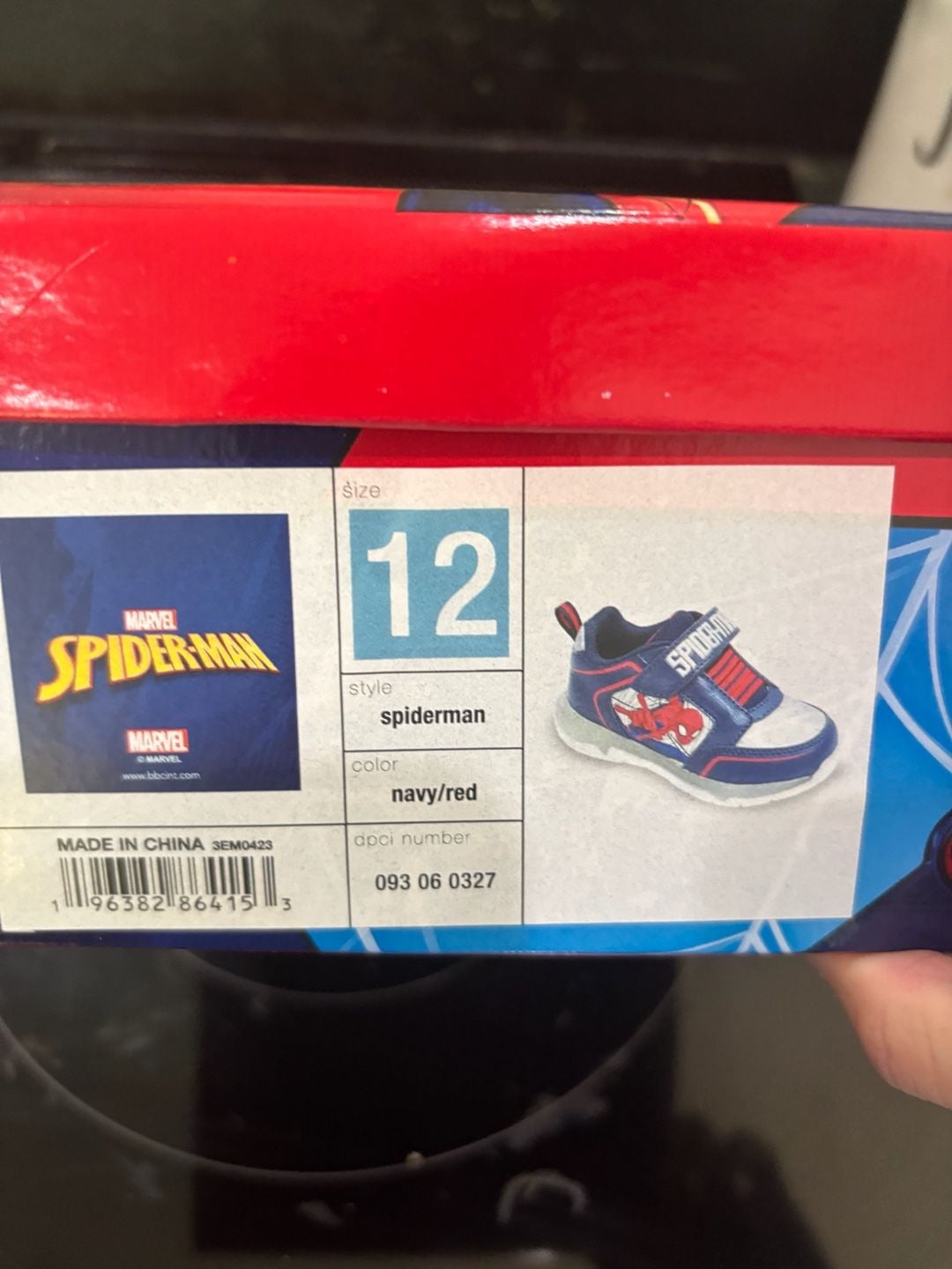 Marvel Spiderman Light-Up Sneakers Size 12 Navy Red 2