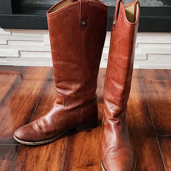 Frye Melissa Riding Boots Size 9 B Cognac Brown Leather Tall Knee High