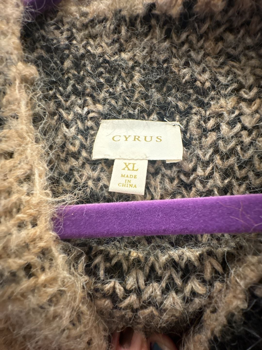 Cyrus Leopard Sweater Size XL Fuzzy Animal Print Crewneck 3