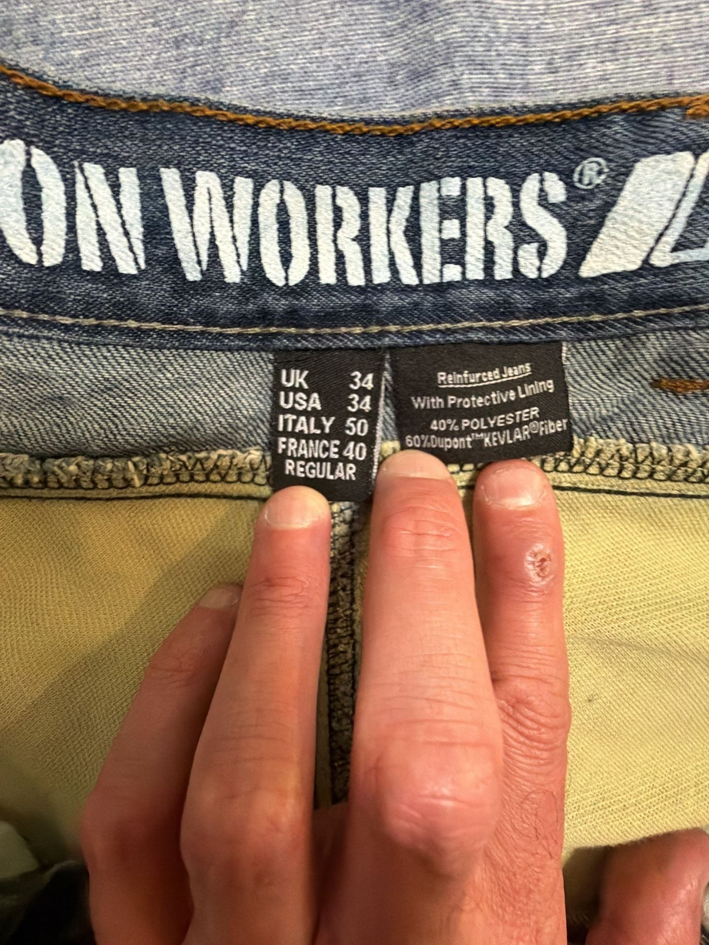 BILT Iron Workers Jeans Size 34 Blue Protective Lining Motorcycle Denim 8