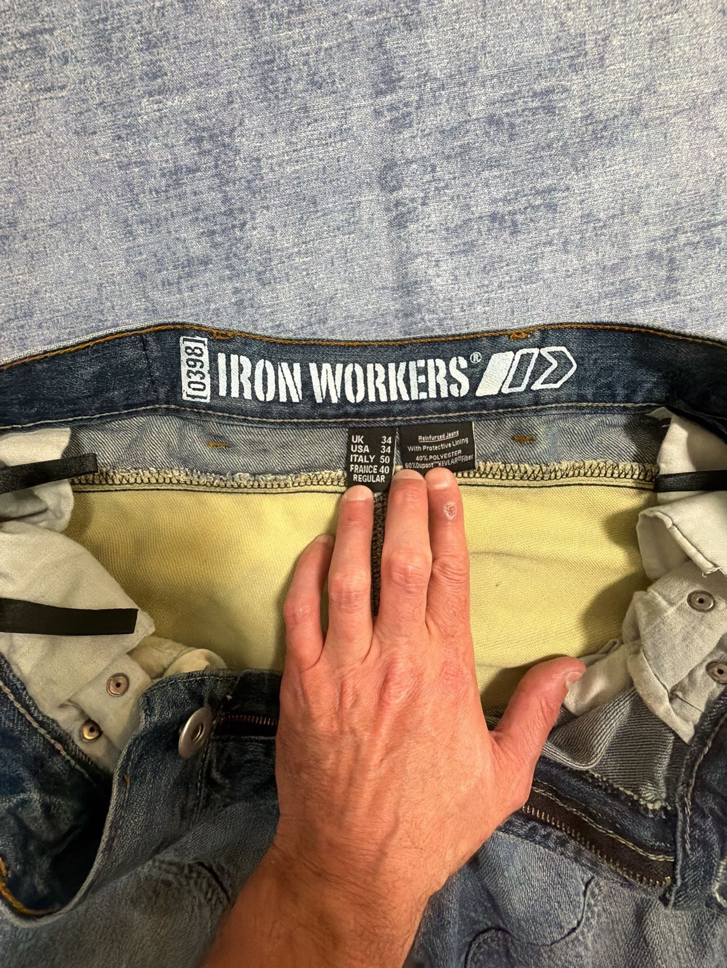 BILT Iron Workers Jeans Size 34 Blue Protective Lining Motorcycle Denim 7