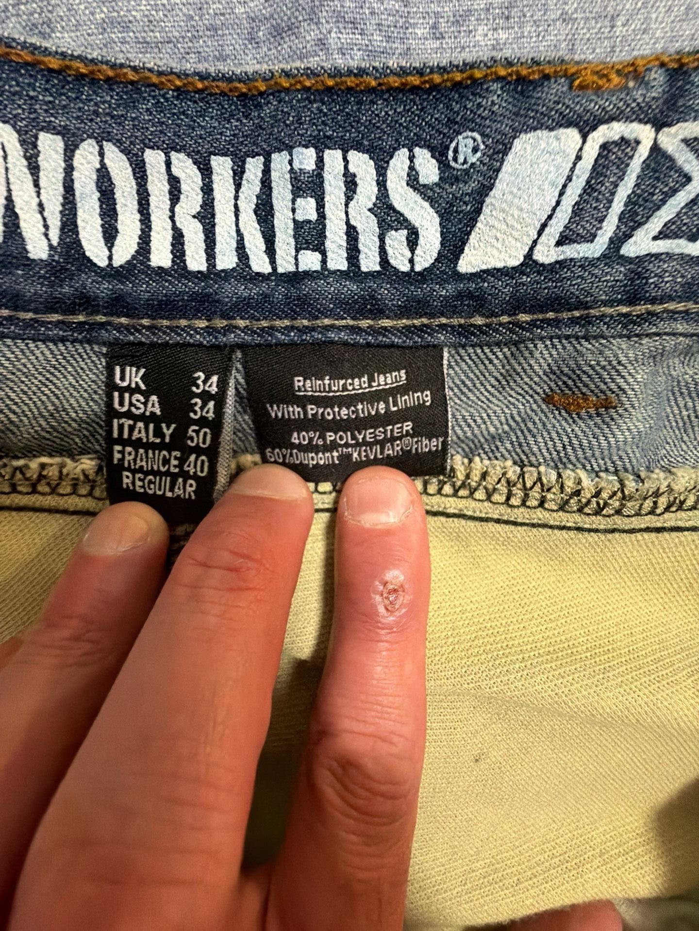 BILT Iron Workers Jeans Size 34 Blue Protective Lining Motorcycle Denim 9