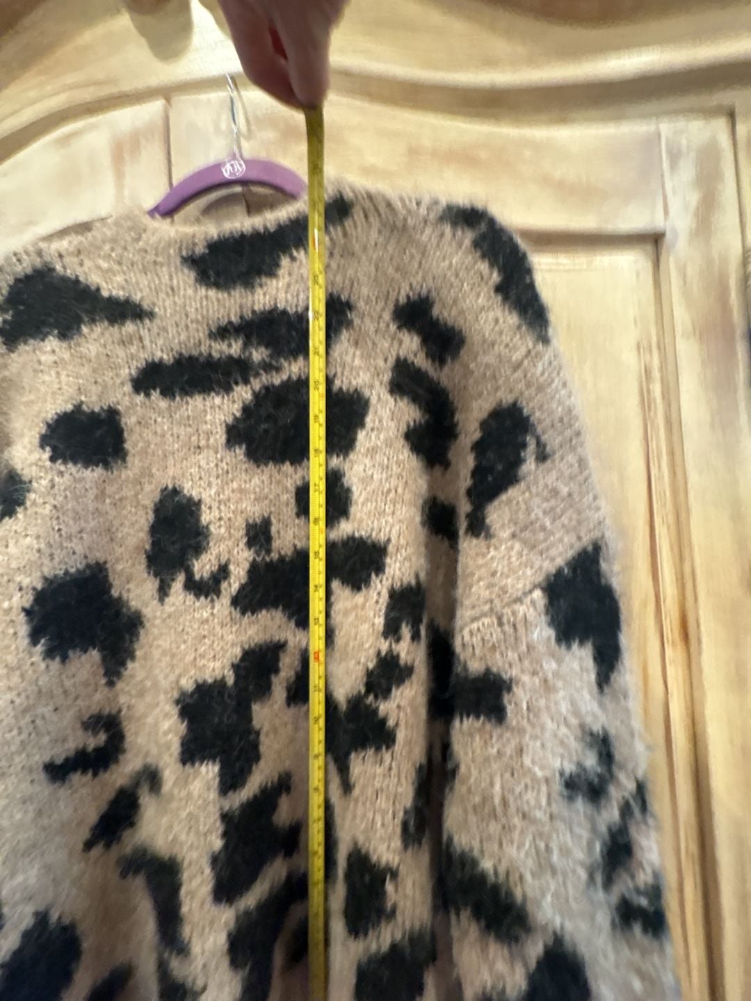 Cyrus Leopard Sweater Size XL Fuzzy Animal Print Crewneck 5