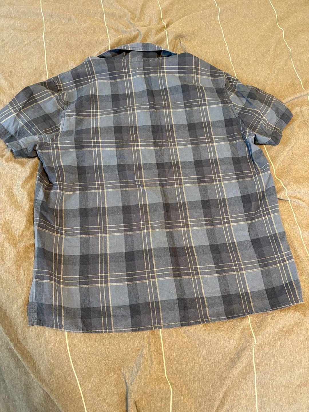 Jones New York Sport Plaid Camp Shirt Size M Blue Linen Blend Short Sleeve 6