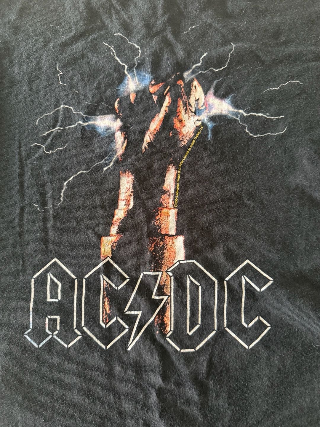 AC/DC Rockware T-Shirt Size L Black Hand of Lightning 2004 Graphic Tee 3