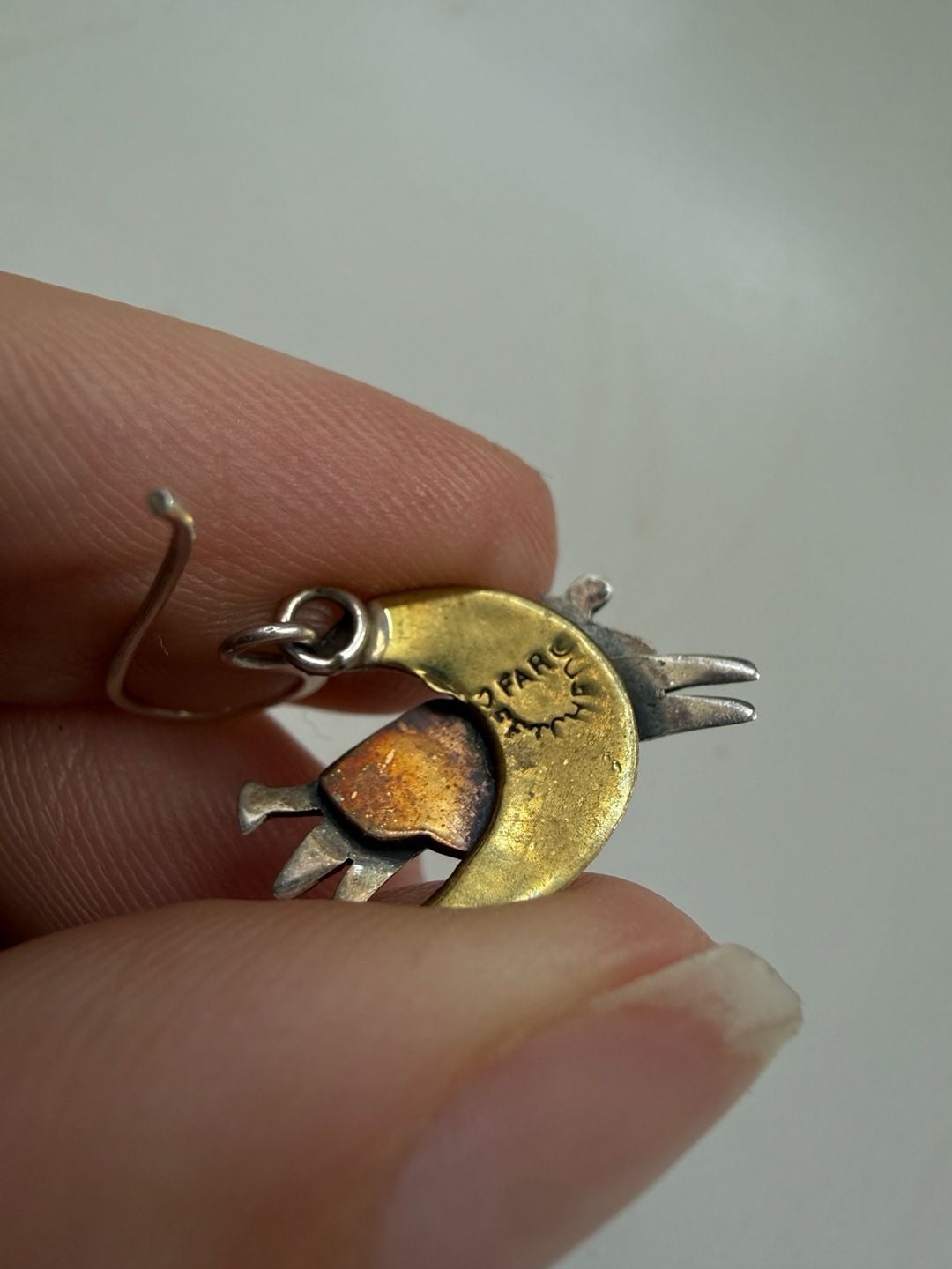 FARO Cow Jumping Over The Moon Sterling Silver Brass Earrings 6