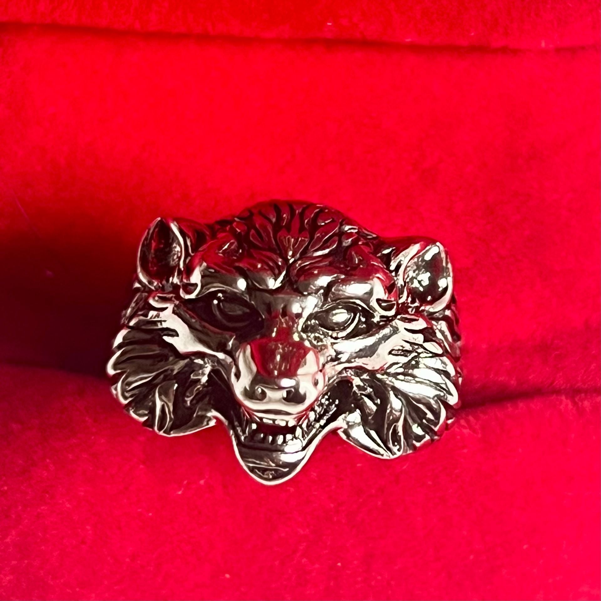Norse Viking Nordic Wolf Head Rings Adjustable Punk Wolf Statement Ring Size 9-13 3