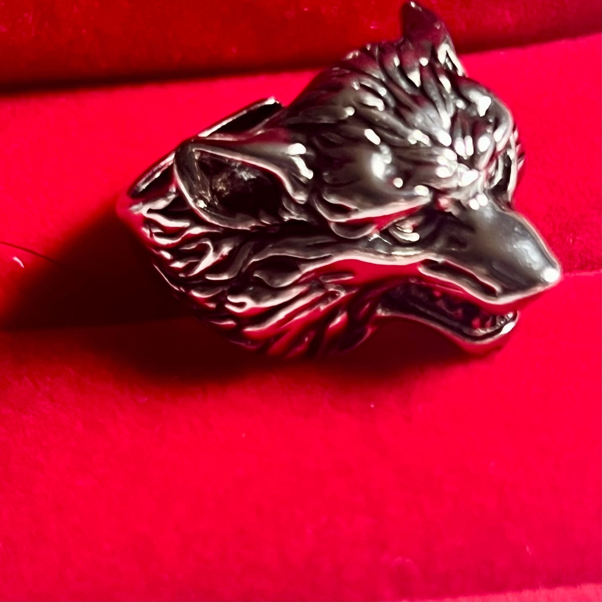 Norse Viking Nordic Wolf Head Rings Adjustable Punk Wolf Statement Ring Size 9-13 5