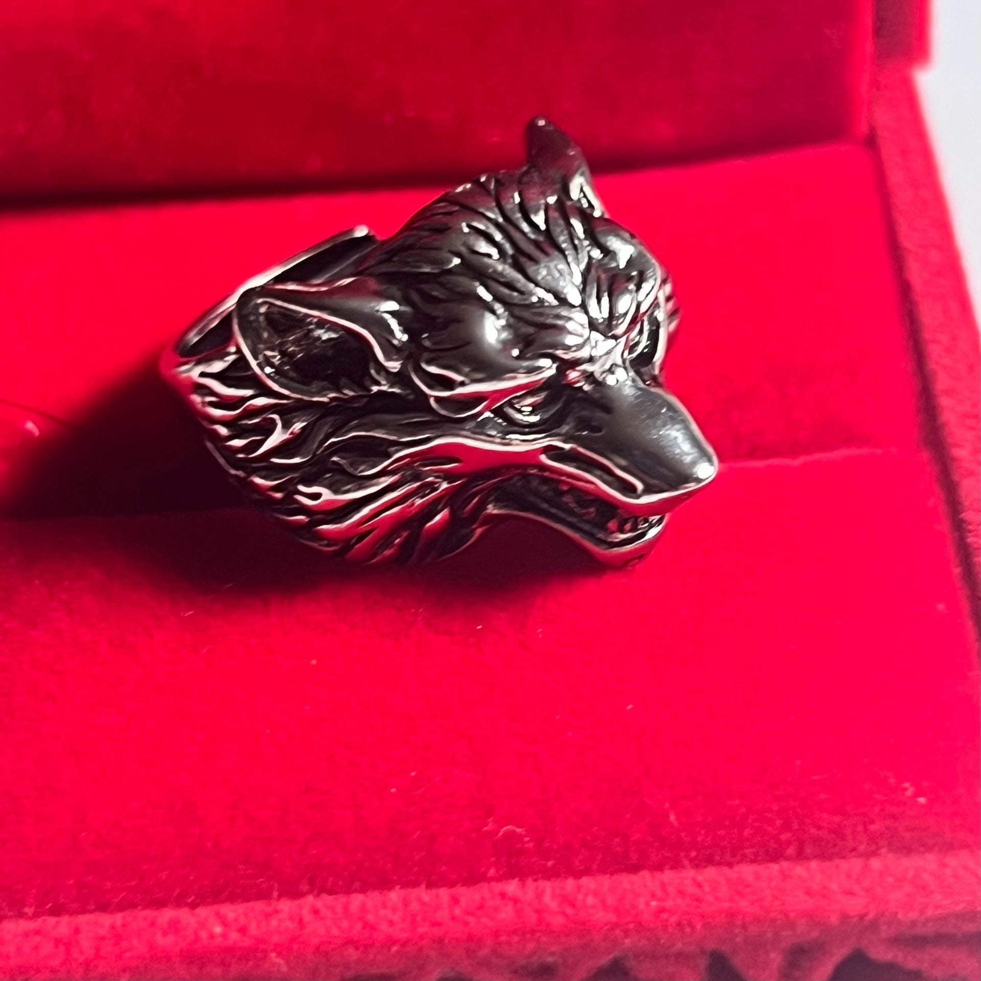 Norse Viking Nordic Wolf Head Rings Adjustable Punk Wolf Statement Ring Size 9-13 6