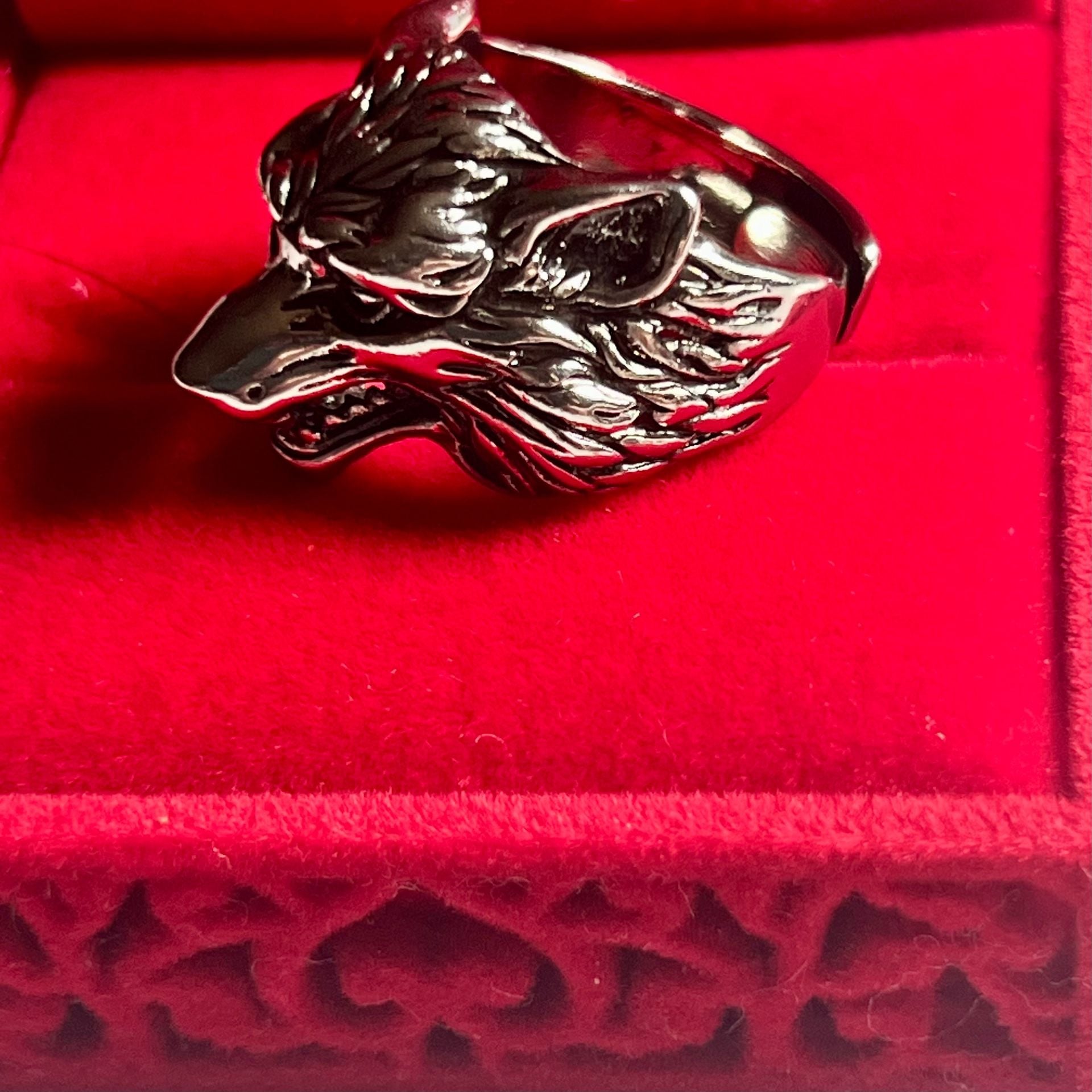 Norse Viking Nordic Wolf Head Rings Adjustable Punk Wolf Statement Ring Size 9-13 7