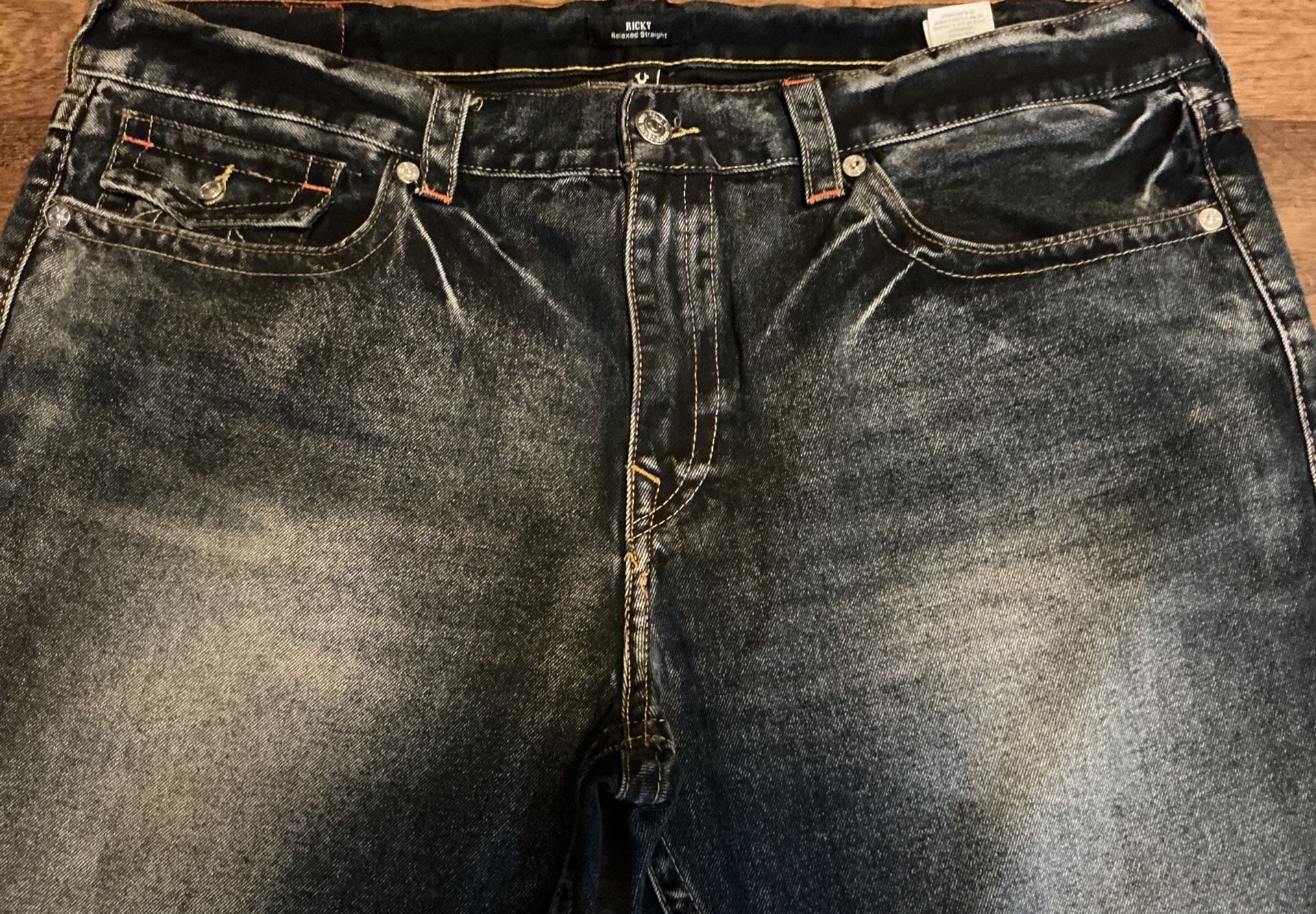True Religion Ricky Relaxed Straight Dark Wash Denim Jeans 4