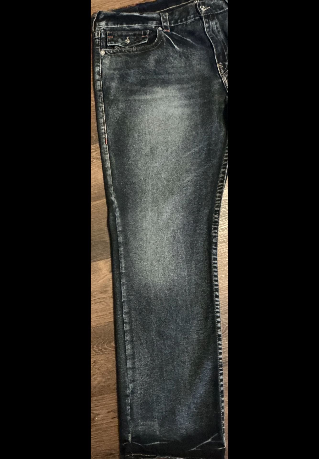 True Religion Ricky Relaxed Straight Dark Wash Denim Jeans 5