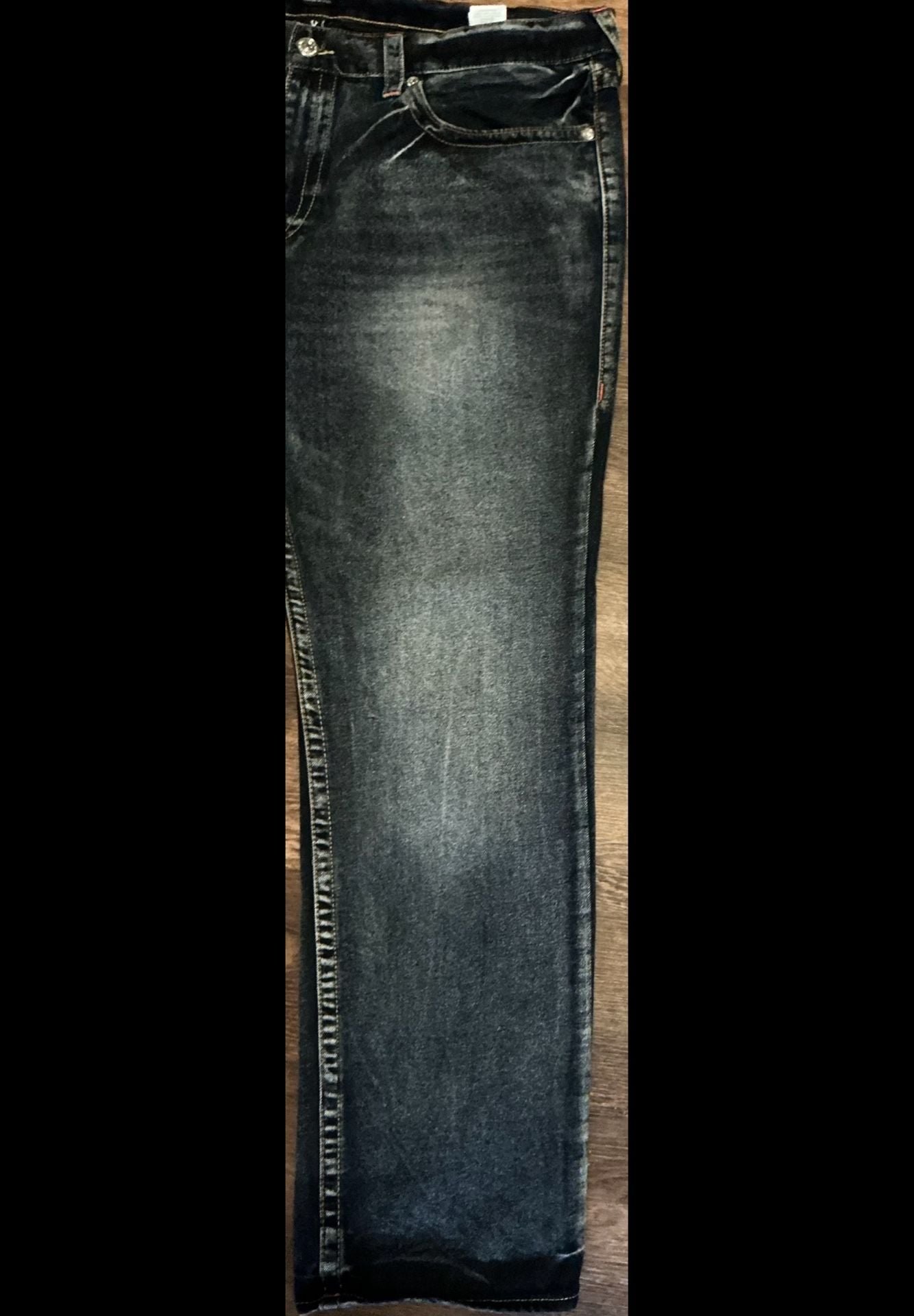 True Religion Ricky Relaxed Straight Dark Wash Denim Jeans 6