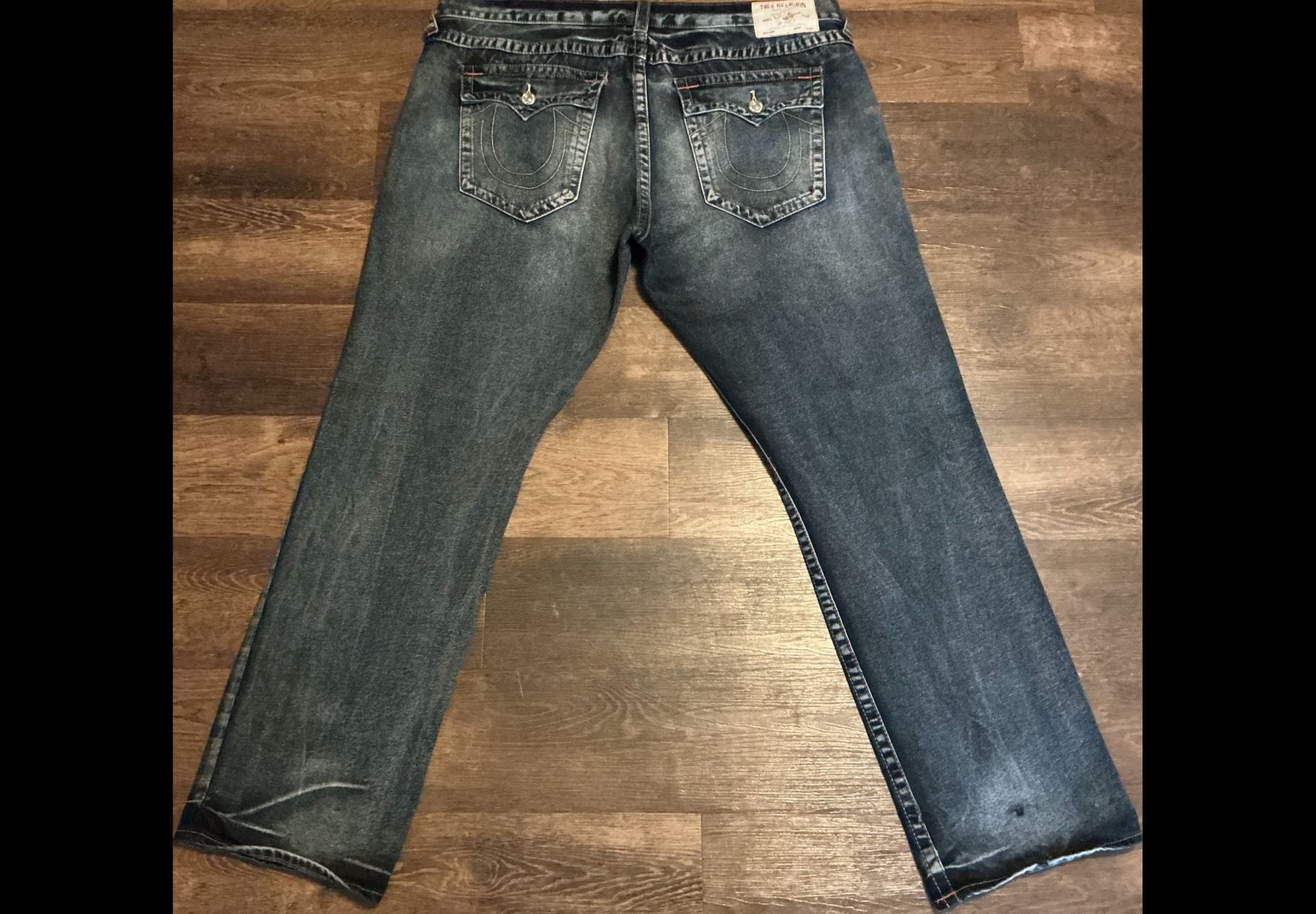 True Religion Ricky Relaxed Straight Dark Wash Denim Jeans 7
