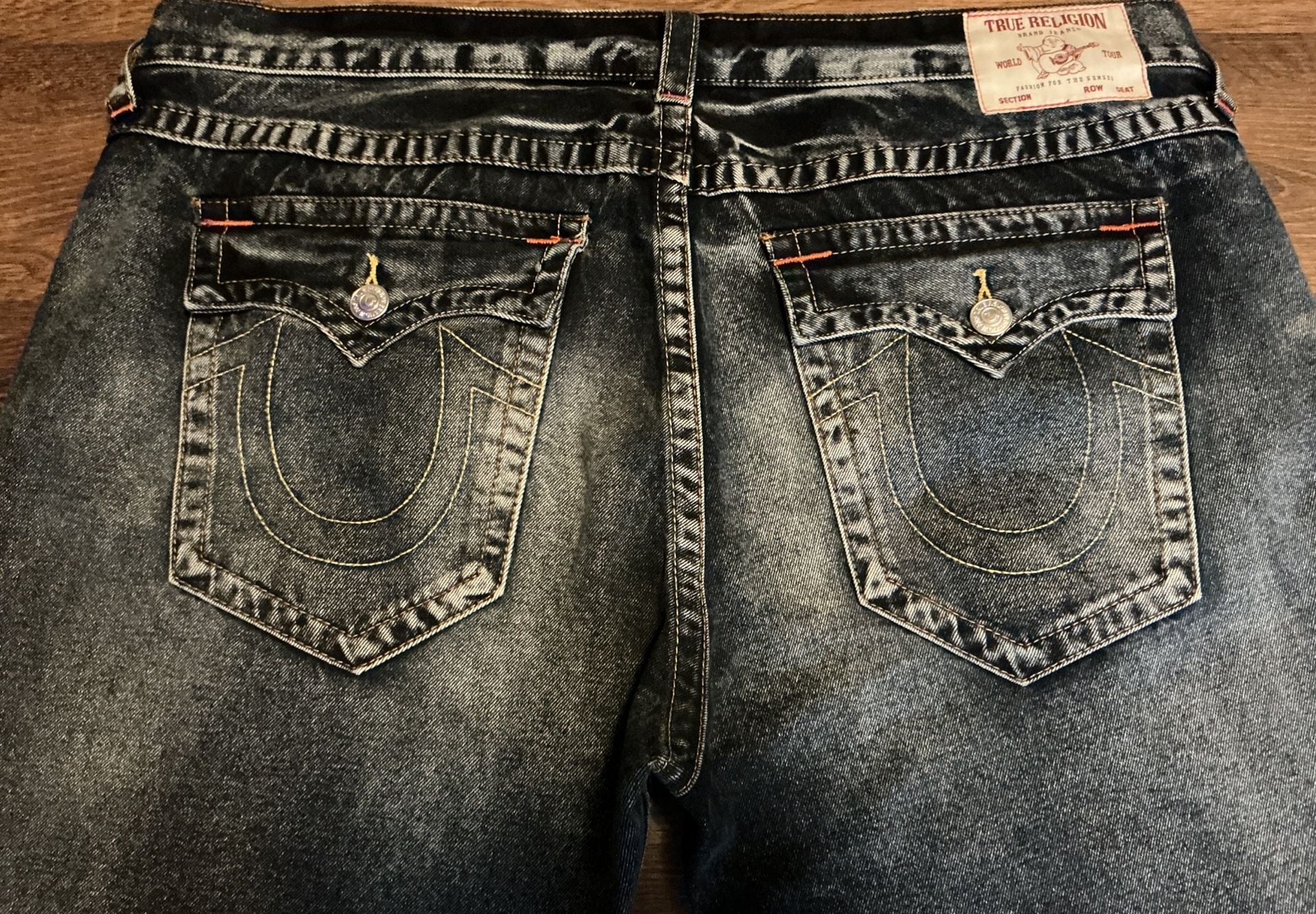 True Religion Ricky Relaxed Straight Dark Wash Denim Jeans 8