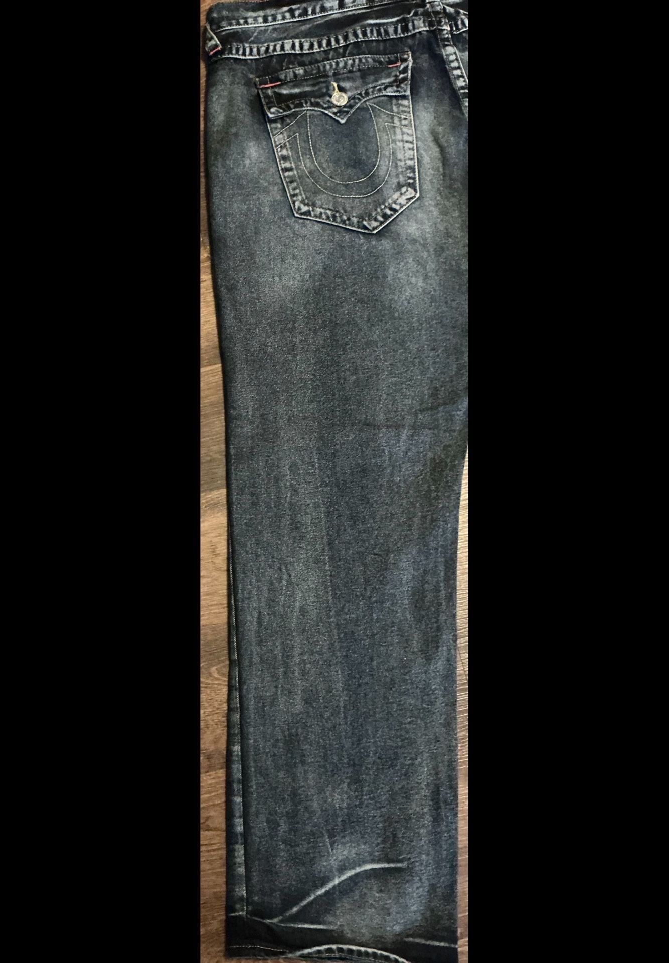 True Religion Ricky Relaxed Straight Dark Wash Denim Jeans 9