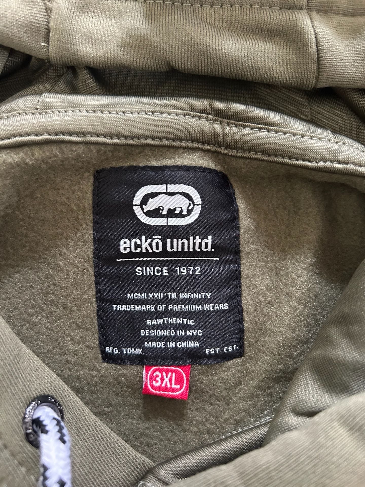 Ecko Unltd Hoodie Size 3XL Olive Logo Pullover NWT 5