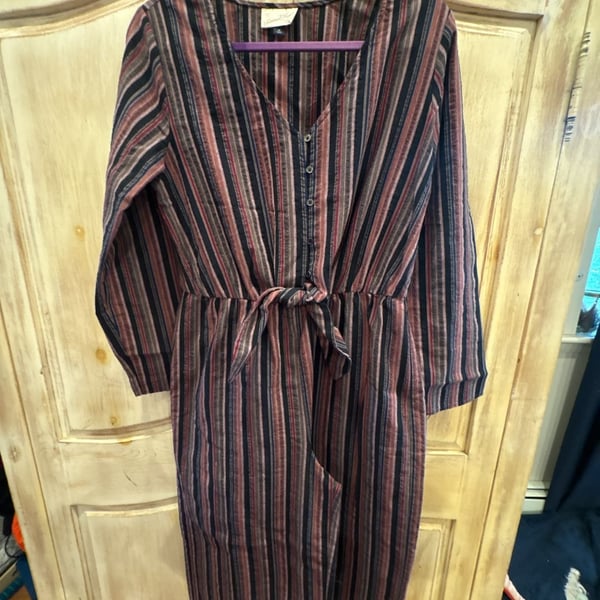 Universal Thread Striped Jumpsuit Size M Multicolor Tie Front Long Sleeve