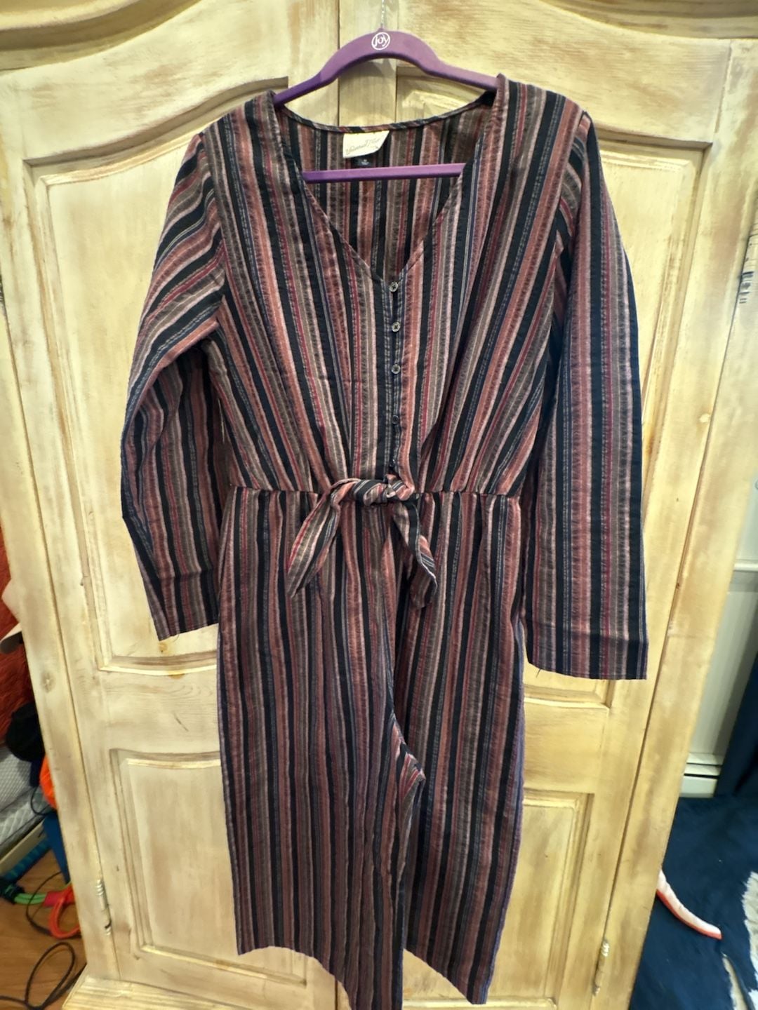 Universal Thread Striped Jumpsuit Size M Multicolor Tie Front Long Sleeve 7