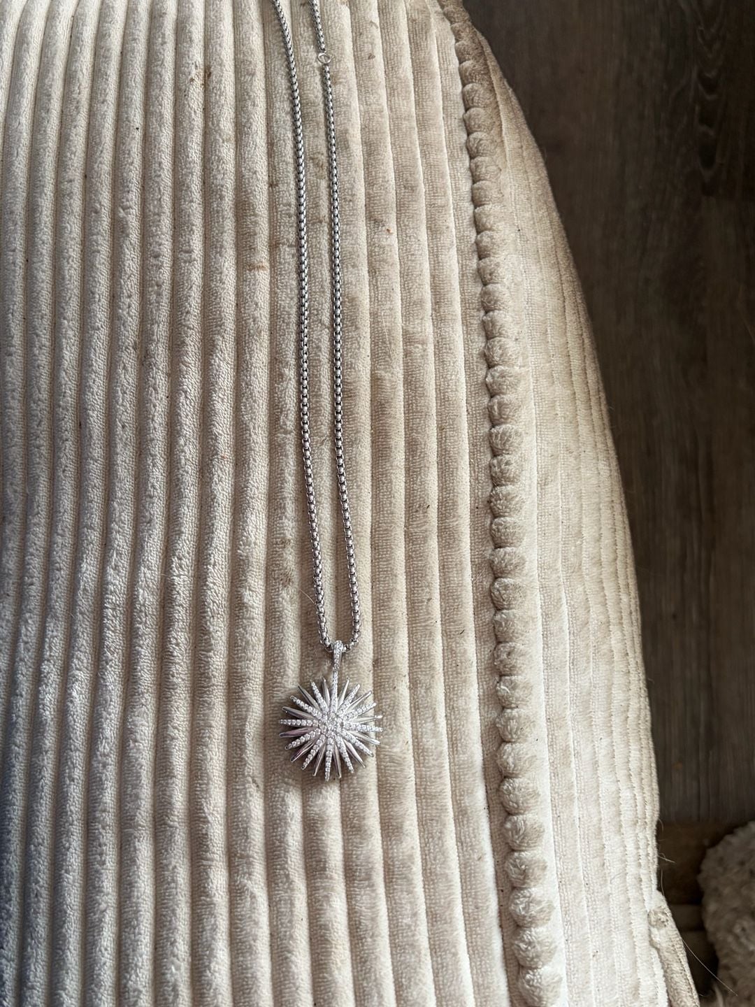 David Yurman Sterling Silver Starburst Diamond Pendant Necklace 3